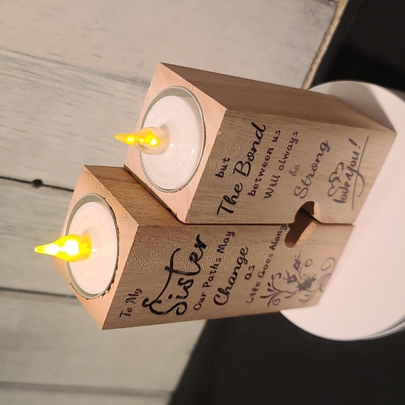 TO MY SISTER dual tea Light candle holders NWT - Picture 3 of 7